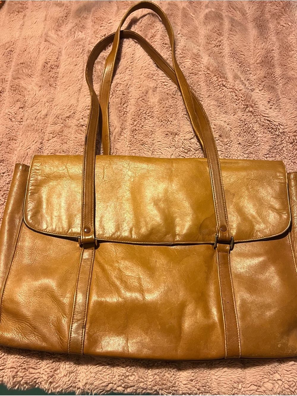 Women's Leather Tote Bag in Warm Tan